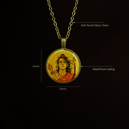 Hand-Painted Lord Ram Miniature Painting Pendant.