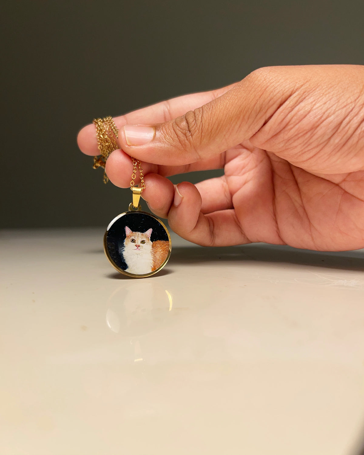Custom Pet Portrait Pendant Premium | One Face | Full coloured- Handpainted Miniature Art