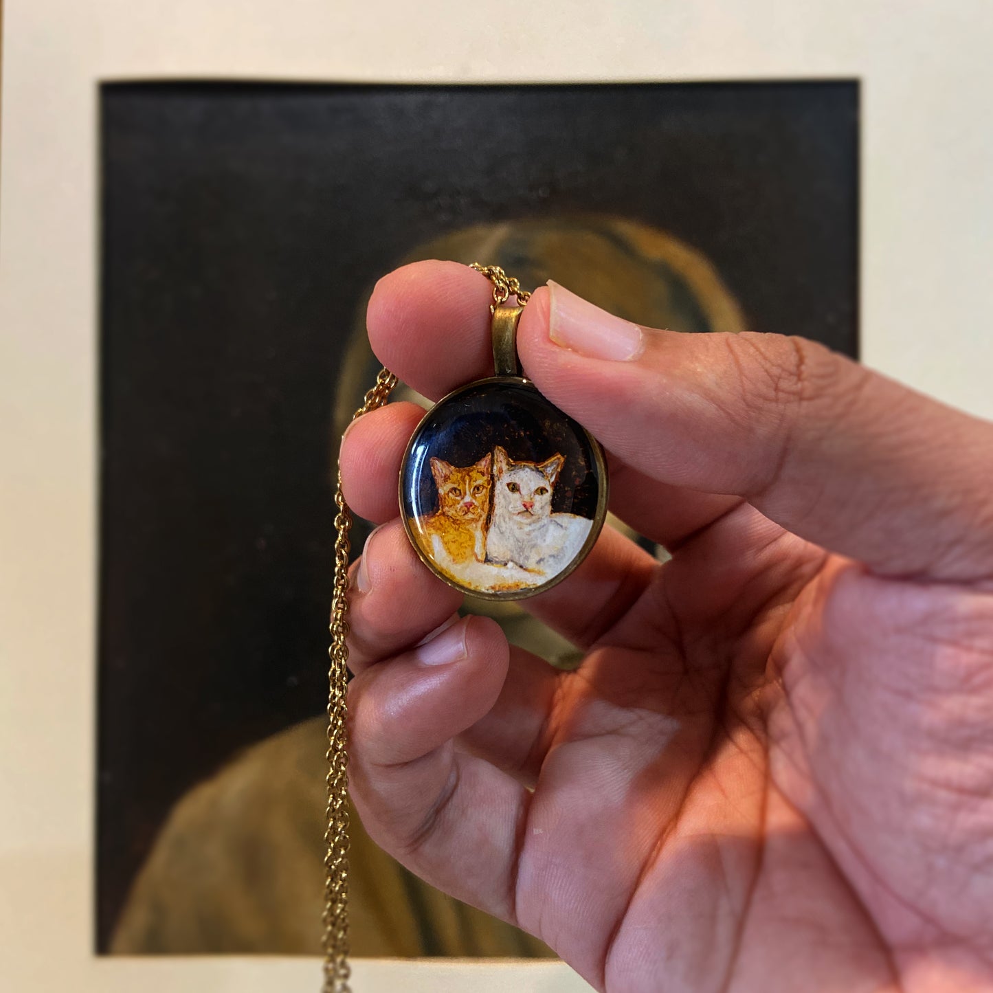 2 Face- HandPainted Pet Memory Pendant: [Made-to-order]