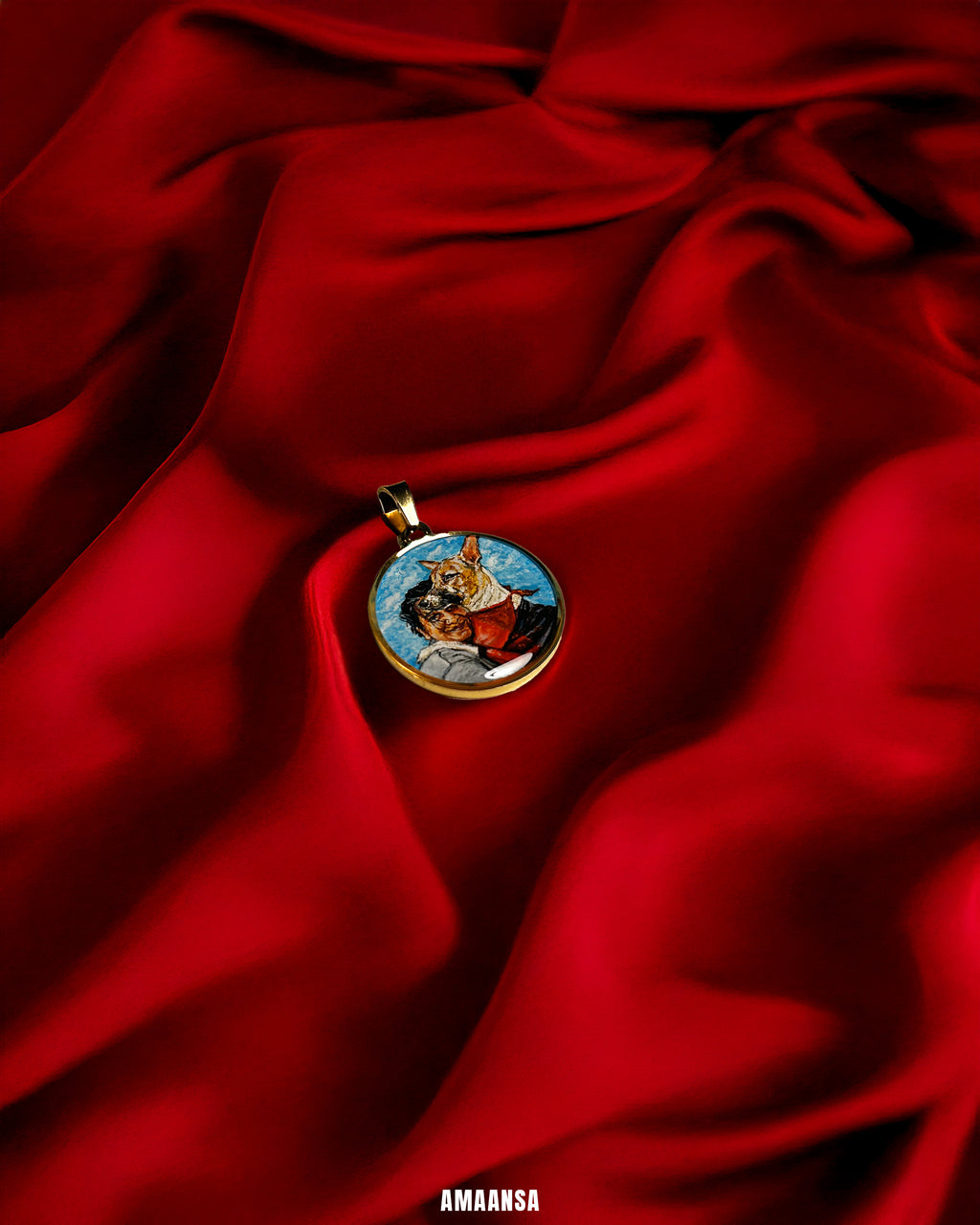 Pet Portrait Pendant Premium | Two Face | Full coloured- Personalized Art Jewelry